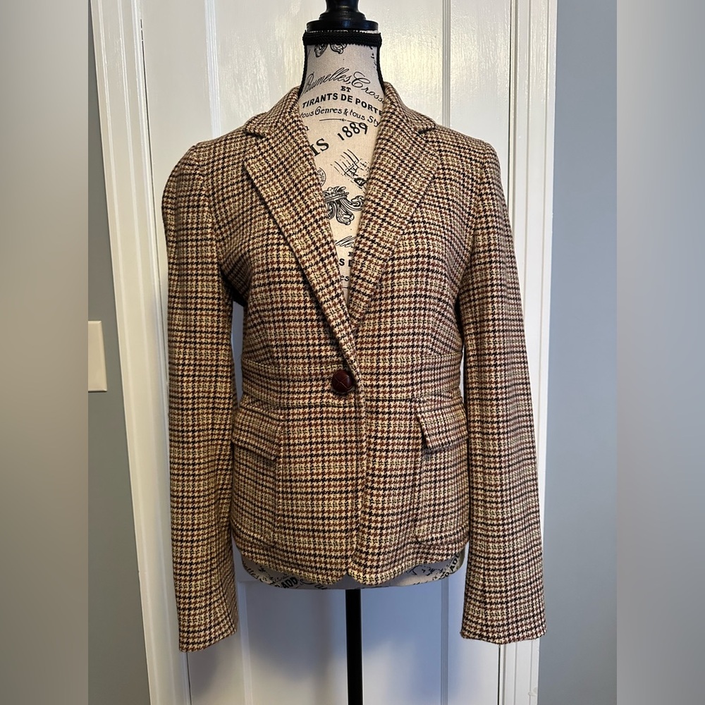 J.CREW Factory Schoolboy Blazer wool houndstooth patterned
